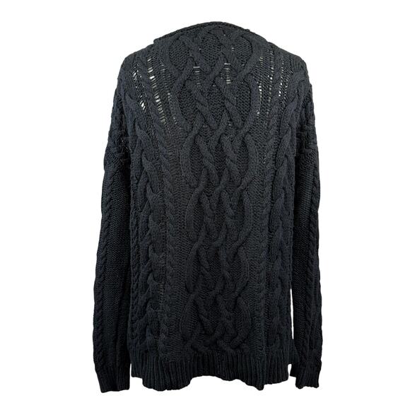 Ralph Lauren Denim & Supply Black Cable Knit Cotton Sweater Unisex L/G - Picture 4 of 10